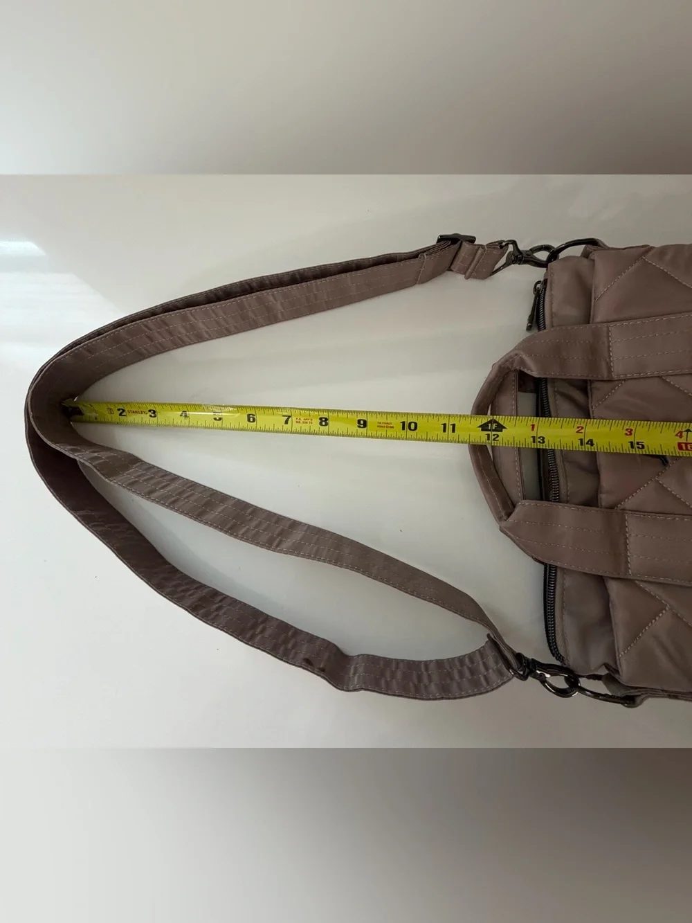 Lug Dory Mini Quilted Crossbody Bag Tote With Handles Taupe/Beige